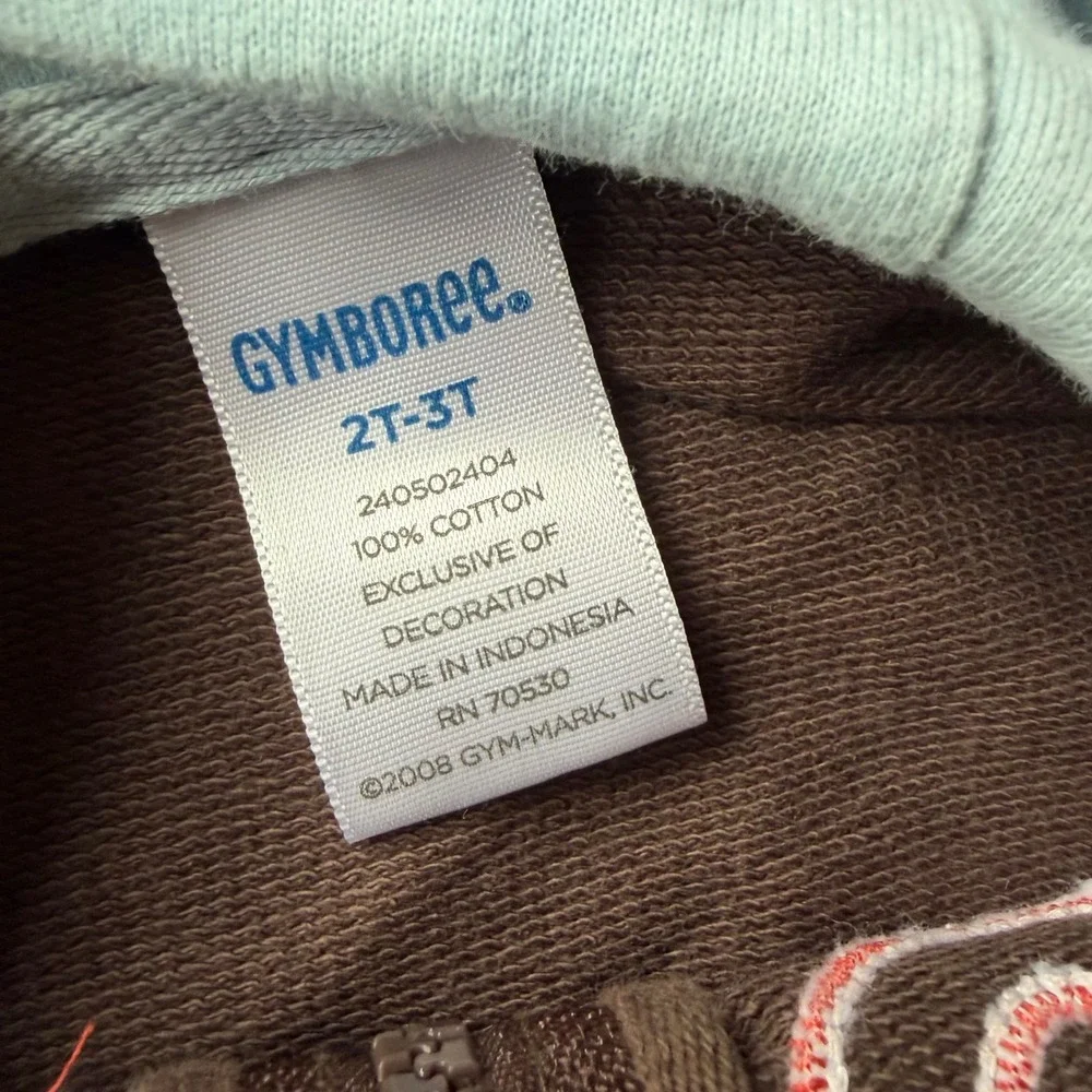 08 Gymboree Boys Brown SK8 Legend Skateboard Zip Up Hoodie Sweatshirt Size 2T-3T